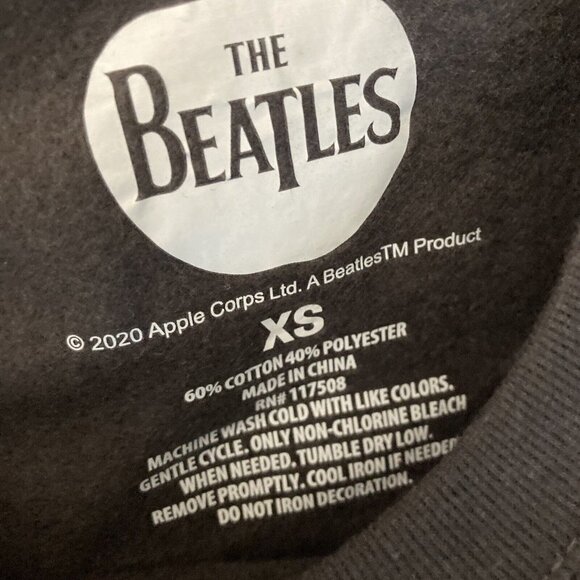 The Beatles Sweat Shirt Womens XS Black White Spell out Stretch - Picture 3 of 8
